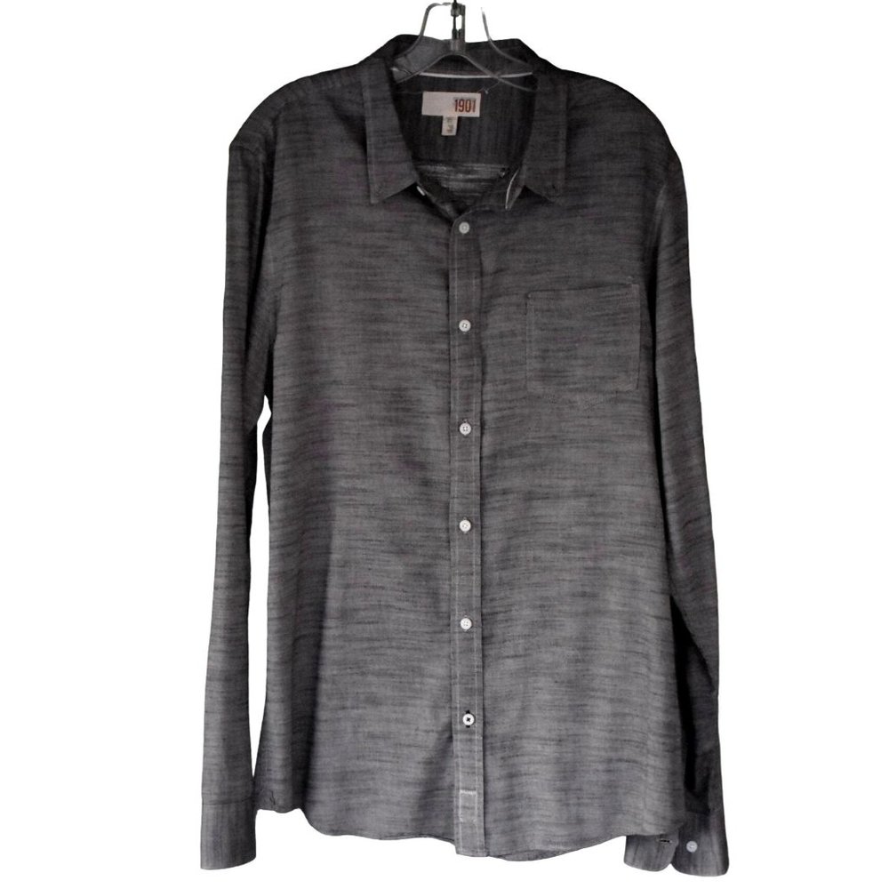 Men's 1901 Charcoal Grey Button up Long sleeve Shirt Size XL